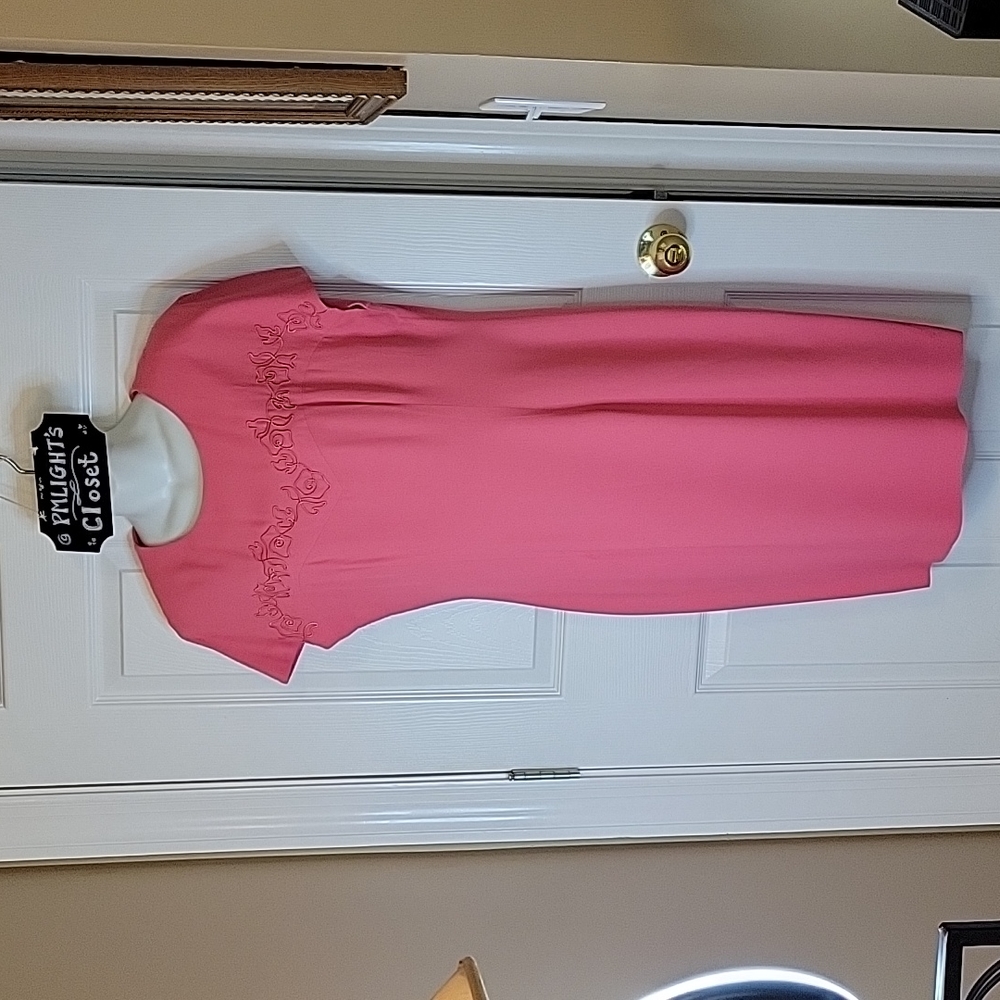 Talbots Pink Dress 10 Sheath Short Cap Sleeve